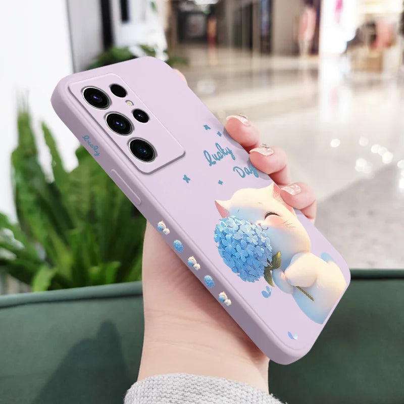 Coque de Protection "Chat en Soie Bleue" – Élégance & Protection Samsung Galaxy