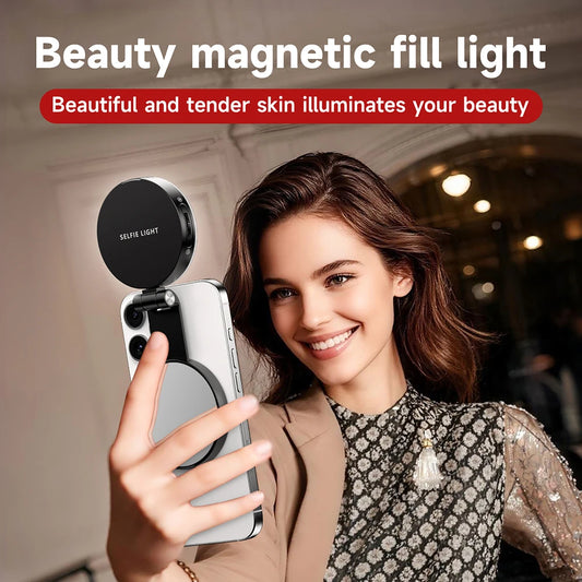 ✨ Lampe Selfie Magnétique – Miroir Intégré & Anneau LED 360° Pliable