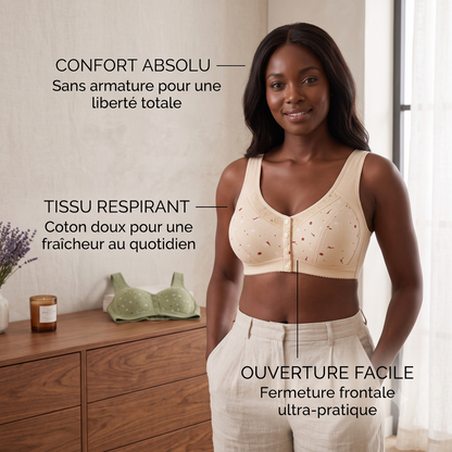 Soutien-Gorge Confort à Fermeture Frontale en Coton Doux