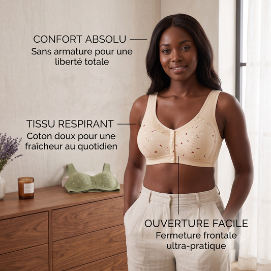 Soutien-Gorge Confort à Fermeture Frontale en Coton Doux