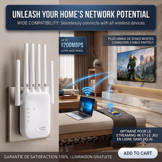 Répéteur WiFi Double Bande – 1200 Mbps