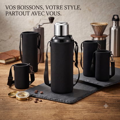 Housse Isolante en Néoprène pour Bouteille et Thermos – Sangle Réglable