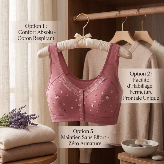 Soutien-Gorge Confort à Fermeture Frontale en Coton Doux