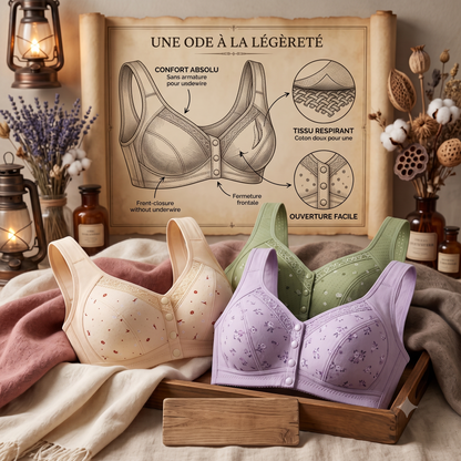 Soutien-Gorge Confort à Fermeture Frontale en Coton Doux