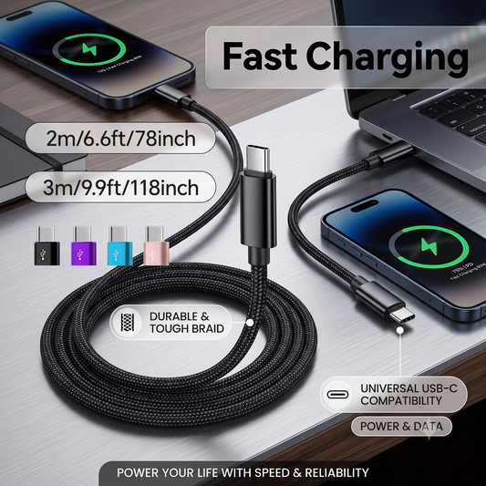 Câble de Charge Rapide USB-C vers USB-C - 66W/5A - Nylon Tressé
