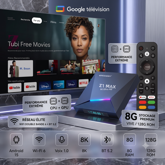 Boîtier TV Z1 Max Android 15 & Performance Ultra HD