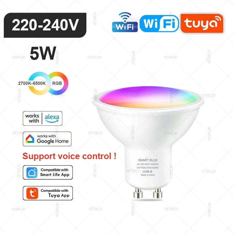 Ampoule LED Intelligente Wi-Fi & Bluetooth Compatible Alexa et Google