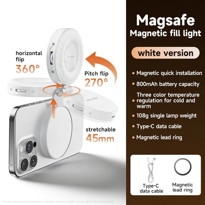 ✨ Lampe Selfie Magnétique – Miroir Intégré & Anneau LED 360° Pliable