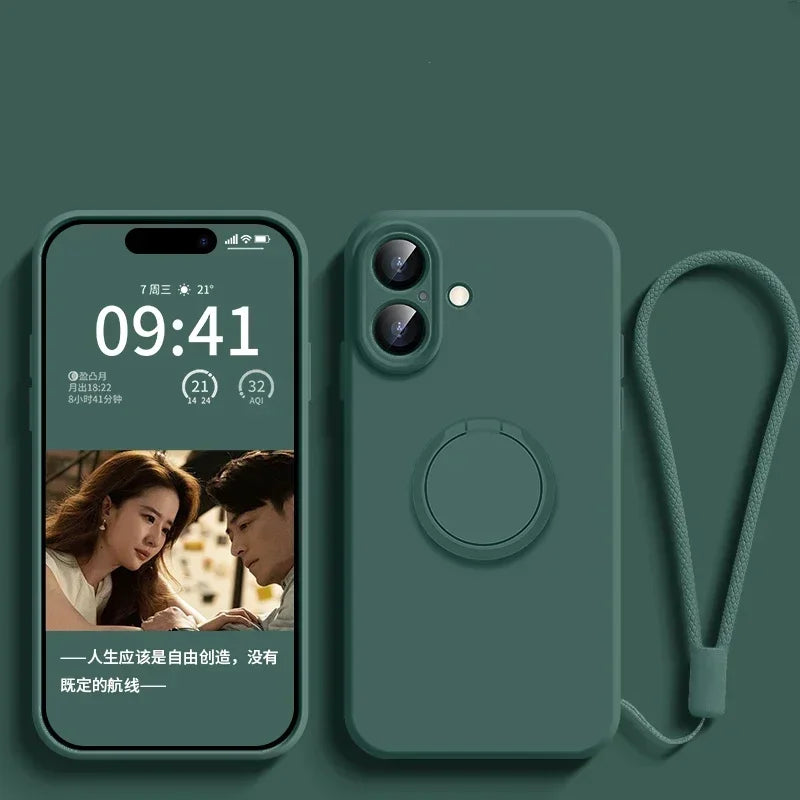 Coque Magnétique en Silicone Liquide avec Anneau de Support