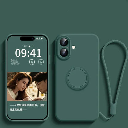 Coque Magnétique en Silicone Liquide avec Anneau de Support
