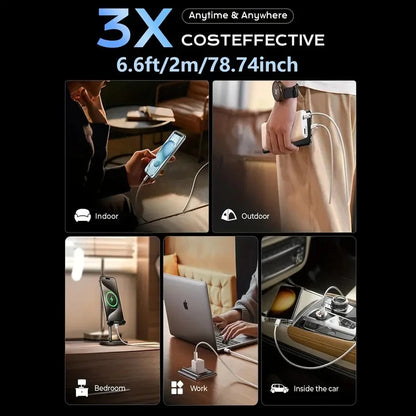 Câble USB-C Tressé Charge Rapide 60W PD pour iPhone 15/16/17