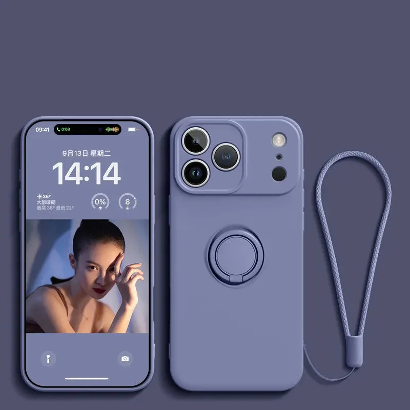 Coque Magnétique en Silicone Liquide avec Anneau de Support