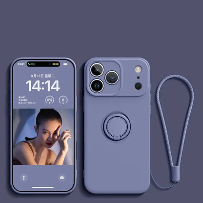 Coque Magnétique en Silicone Liquide avec Anneau de Support