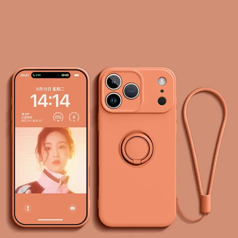 Coque Magnétique en Silicone Liquide avec Anneau de Support