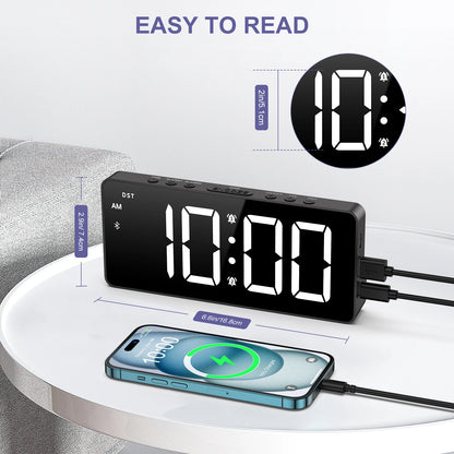 ⏰ Réveil Numérique ORIA 7’’ LED – Bluetooth & Luminosité Réglable