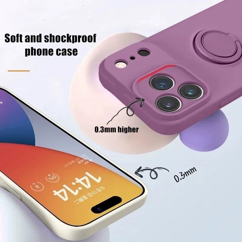Coque Magnétique en Silicone Liquide avec Anneau de Support