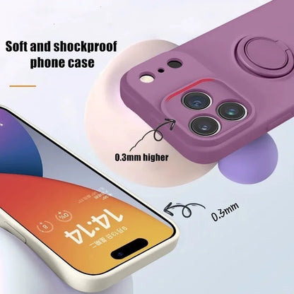 Coque Magnétique en Silicone Liquide avec Anneau de Support