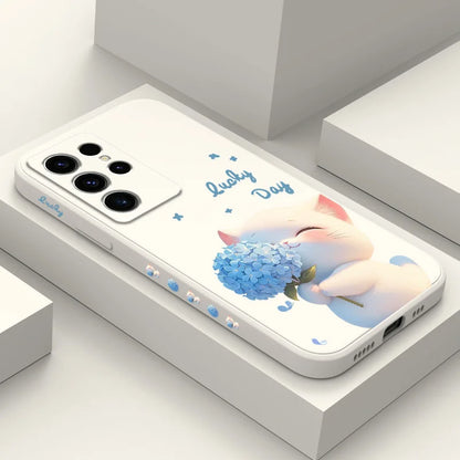 Coque de Protection "Chat en Soie Bleue" – Élégance & Protection Samsung Galaxy