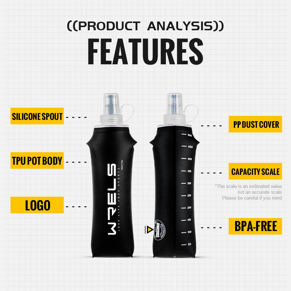 Gourde Pliable WRELS – TPU Ultraléger, Idéale Course