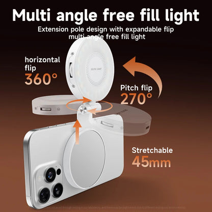 ✨ Lampe Selfie Magnétique – Miroir Intégré & Anneau LED 360° Pliable
