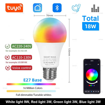 Ampoule LED Bluetooth Intelligente RGB 15W / 18W Compatible Smart Life