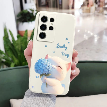 Coque de Protection "Chat en Soie Bleue" – Élégance & Protection Samsung Galaxy