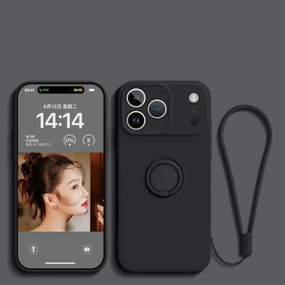 Coque Magnétique en Silicone Liquide avec Anneau de Support