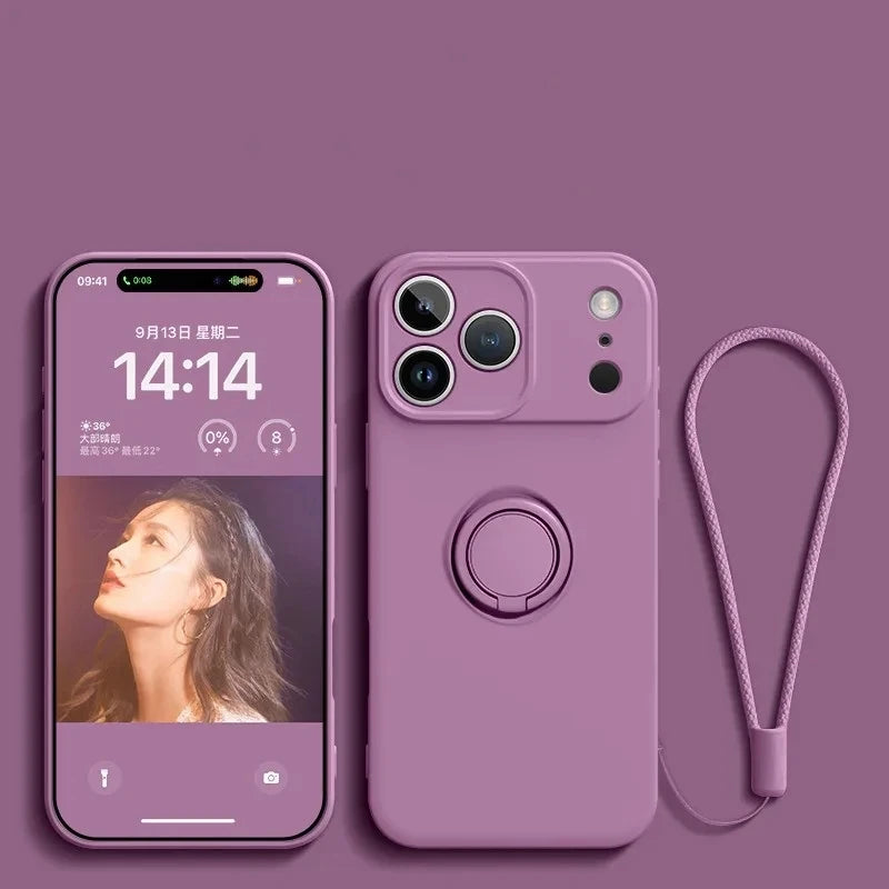 Coque Magnétique en Silicone Liquide avec Anneau de Support