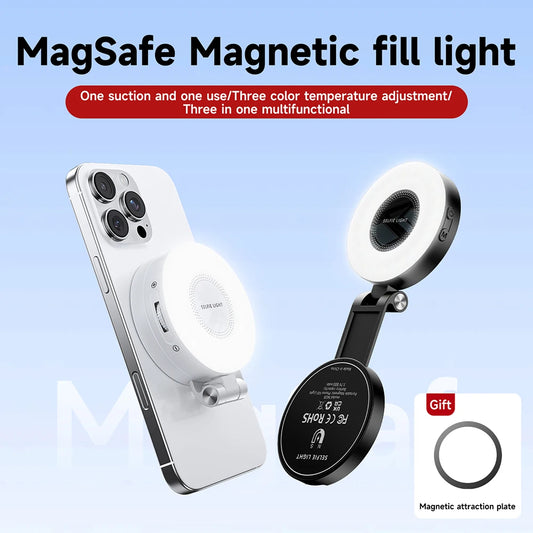 ✨ Lampe Selfie Magnétique – Miroir Intégré & Anneau LED 360° Pliable