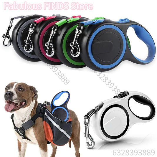 Laisse Extensible Rétractable – 3 m / 5 m / 8 m | Nylon Durable pour Chiens