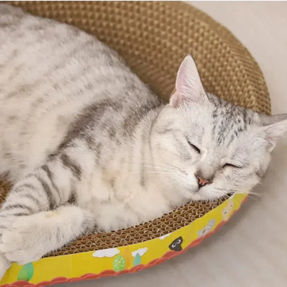 🐱 Griffoir Ovale en Papier Ondulé – Protège Meubles & Nid Confort