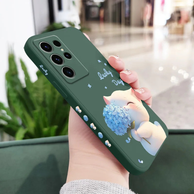 Coque de Protection "Chat en Soie Bleue" – Élégance & Protection Samsung Galaxy