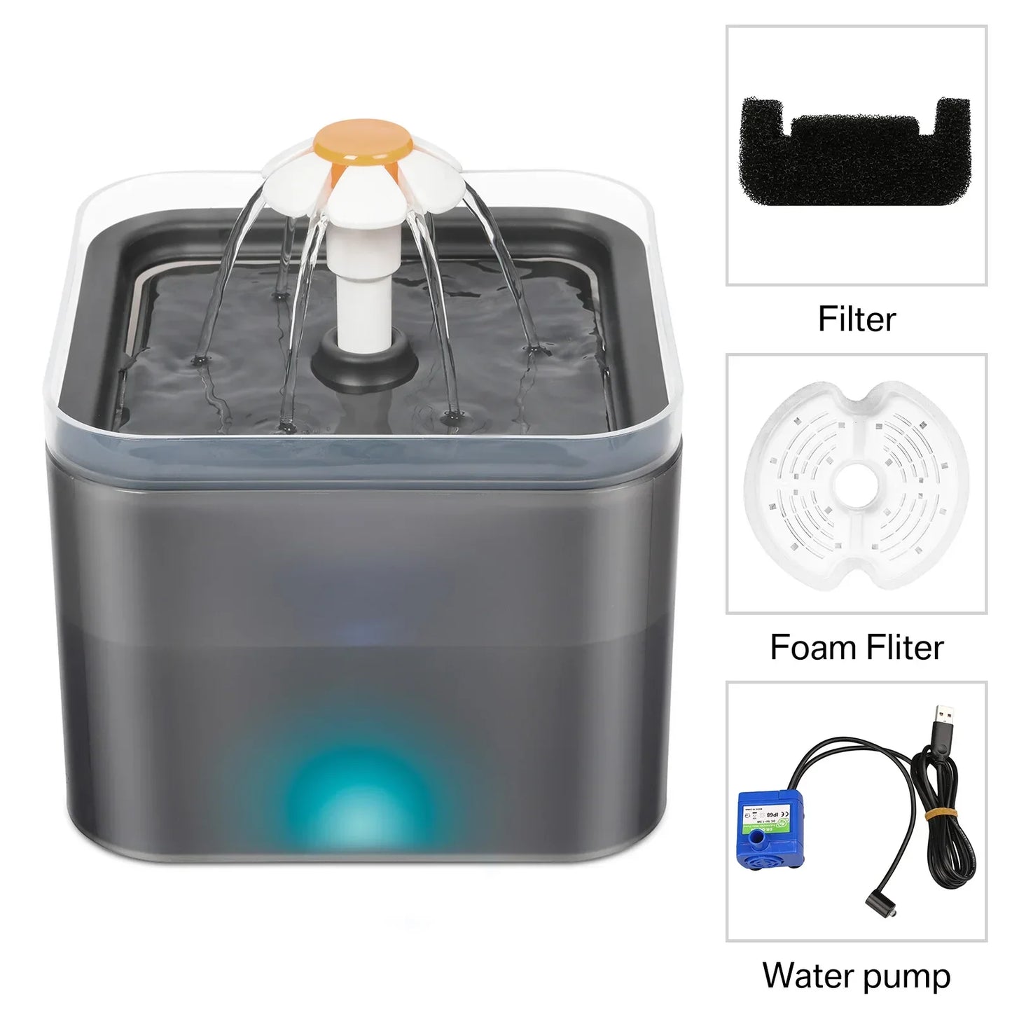 Fontaine à Eau Intelligente (2L) – Ultra-Silencieuse avec LED