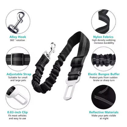Laisse de Sécurité pour Chien – Ceinture Auto Élastique Anti‑Traction
