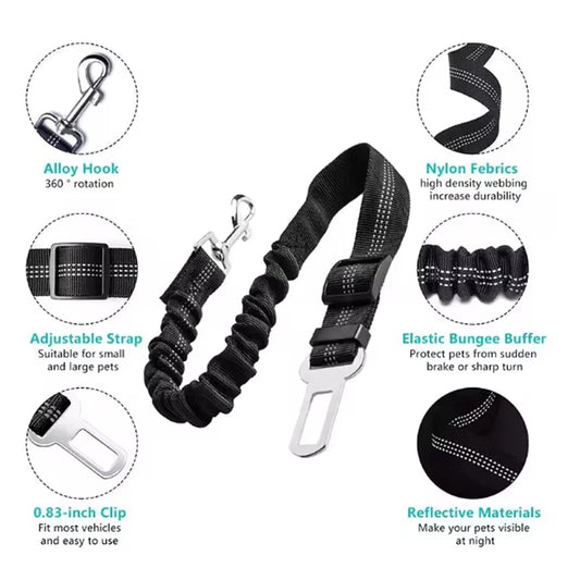 Laisse de Sécurité pour Chien – Ceinture Auto Élastique Anti‑Traction