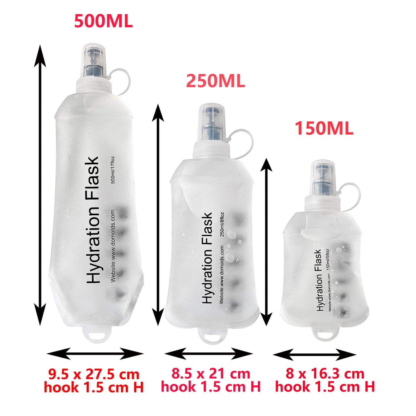 Gourde Pliable AXEN – 150 ml / 250 ml / 500 ml - TPU Souple & Ultra‑Légère