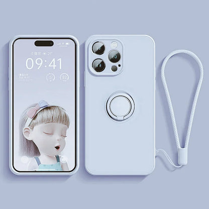 Coque Magnétique en Silicone Liquide avec Anneau de Support