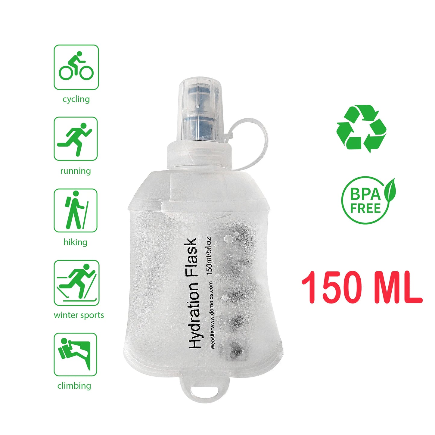 Gourde Pliable AXEN – 150 ml / 250 ml / 500 ml - TPU Souple & Ultra‑Légère