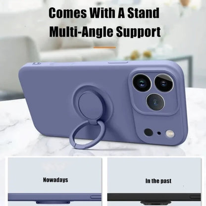 Coque Magnétique en Silicone Liquide avec Anneau de Support