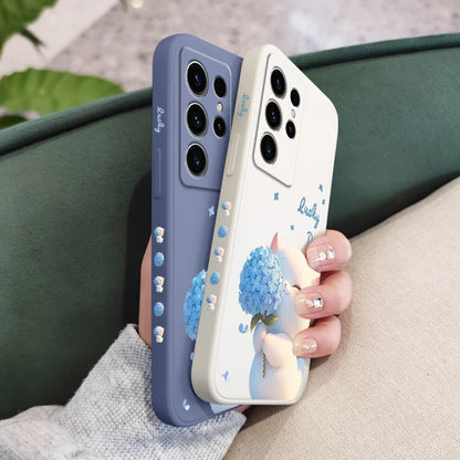 Coque de Protection "Chat en Soie Bleue" – Élégance & Protection Samsung Galaxy