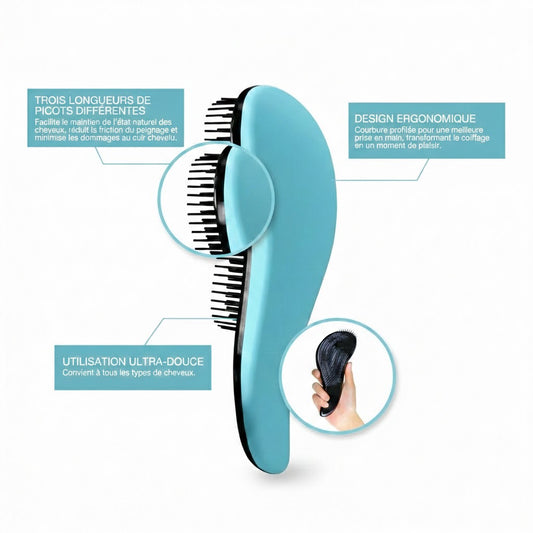 Duo Démêlage Éclat : Brosse Ergonomique & Peigne Scintillant